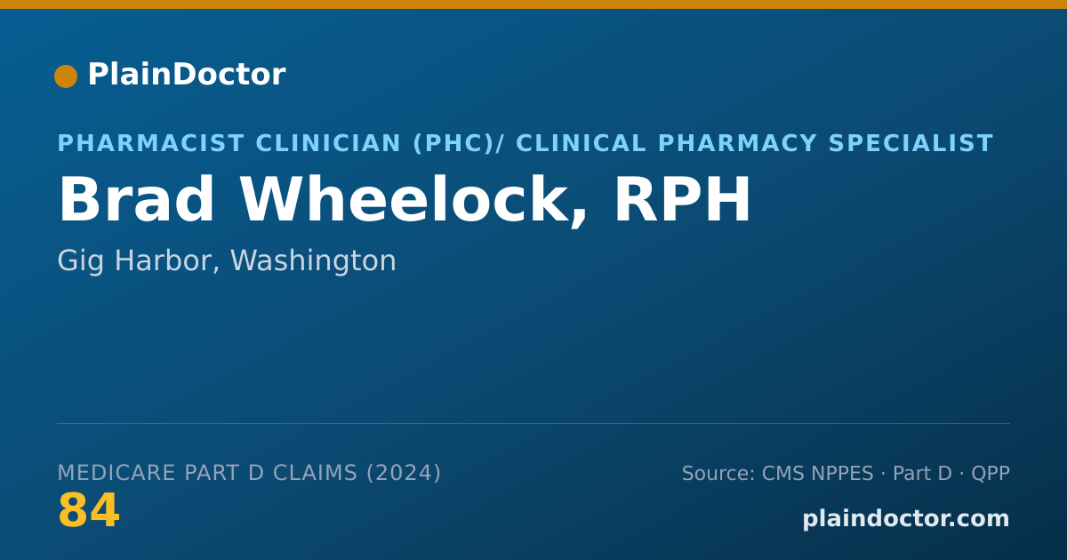 Shareable card for Brad Wheelock, RPH - Pharmacist Clinician (PhC)/ Clinical Pharmacy Specialist, Gig Harbor, WA