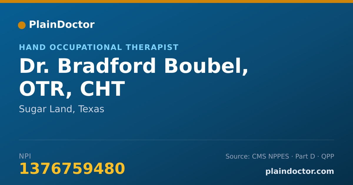 Shareable card for Bradford Boubel, OTR, CHT - Hand Occupational Therapist, Sugar Land, TX