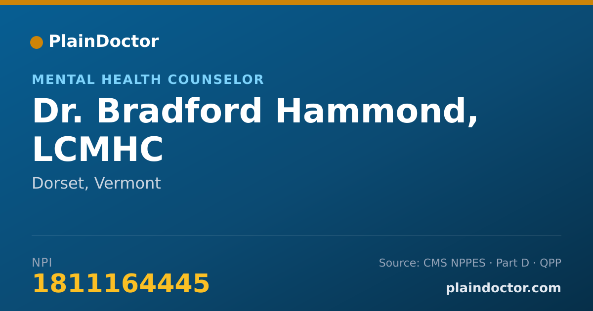 Shareable card for Bradford Hammond, LCMHC - Mental Health Counselor, Dorset, VT