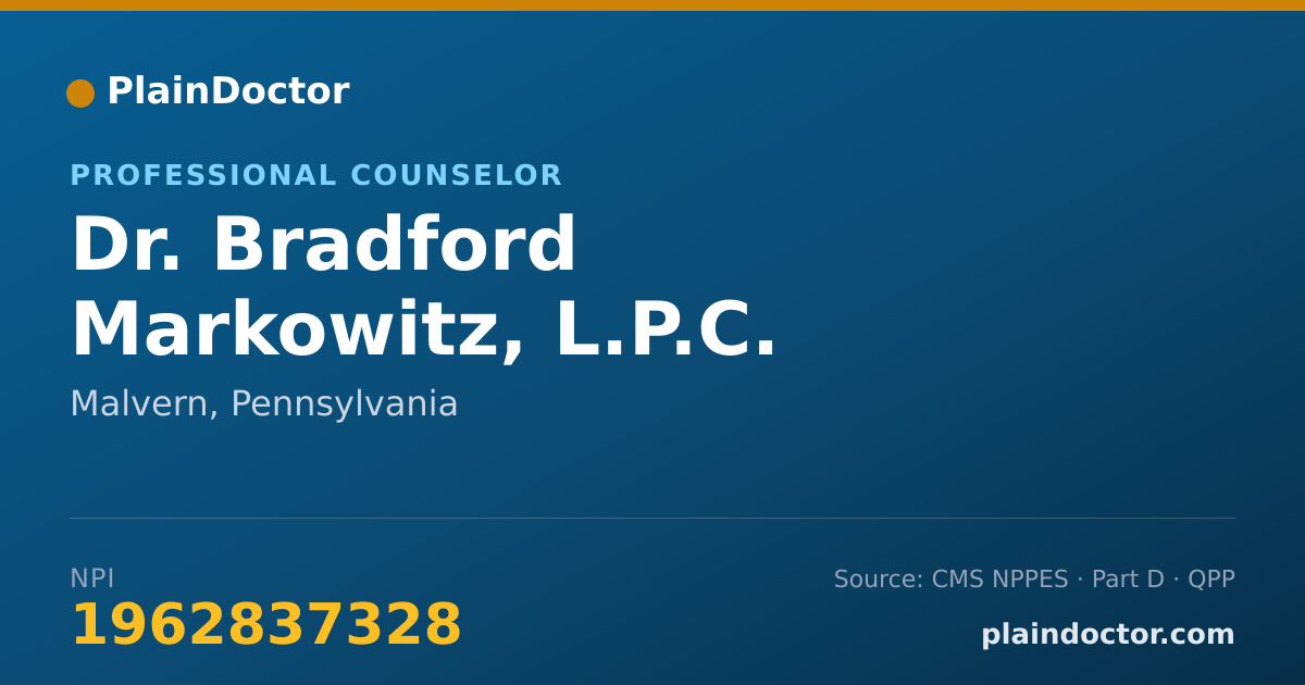Shareable card for Bradford Markowitz, L.P.C. - Professional Counselor, Malvern, PA