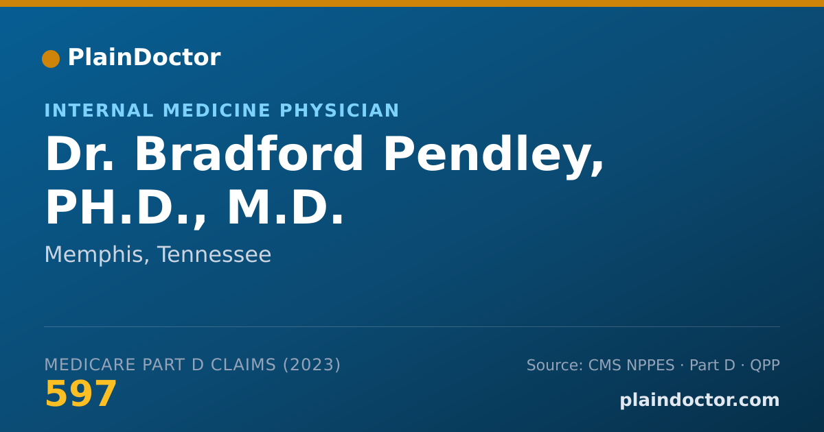Shareable card for Bradford Pendley, PH.D., M.D. - Internal Medicine Physician, Memphis, TN