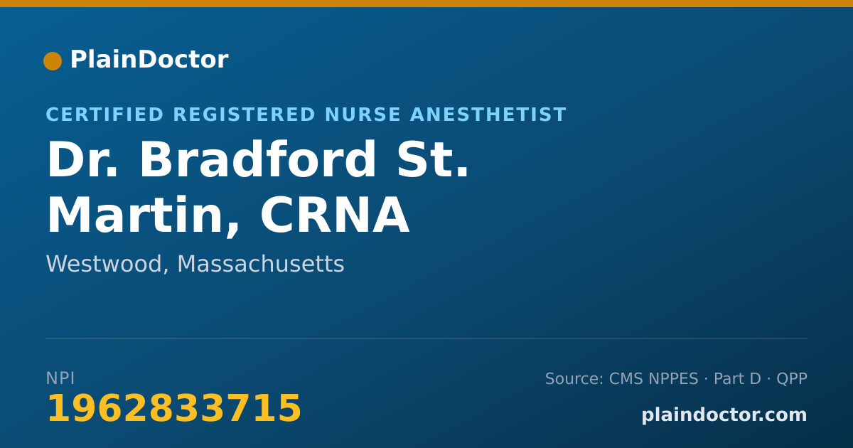 Shareable card for Bradford St. Martin, CRNA - Certified Registered Nurse Anesthetist, Westwood, MA