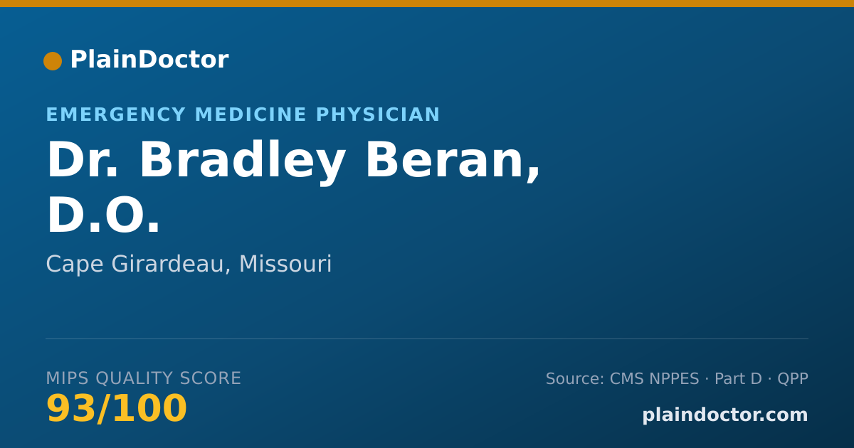Shareable card for Bradley Beran, D.O. - Emergency Medicine Physician, Cape Girardeau, MO