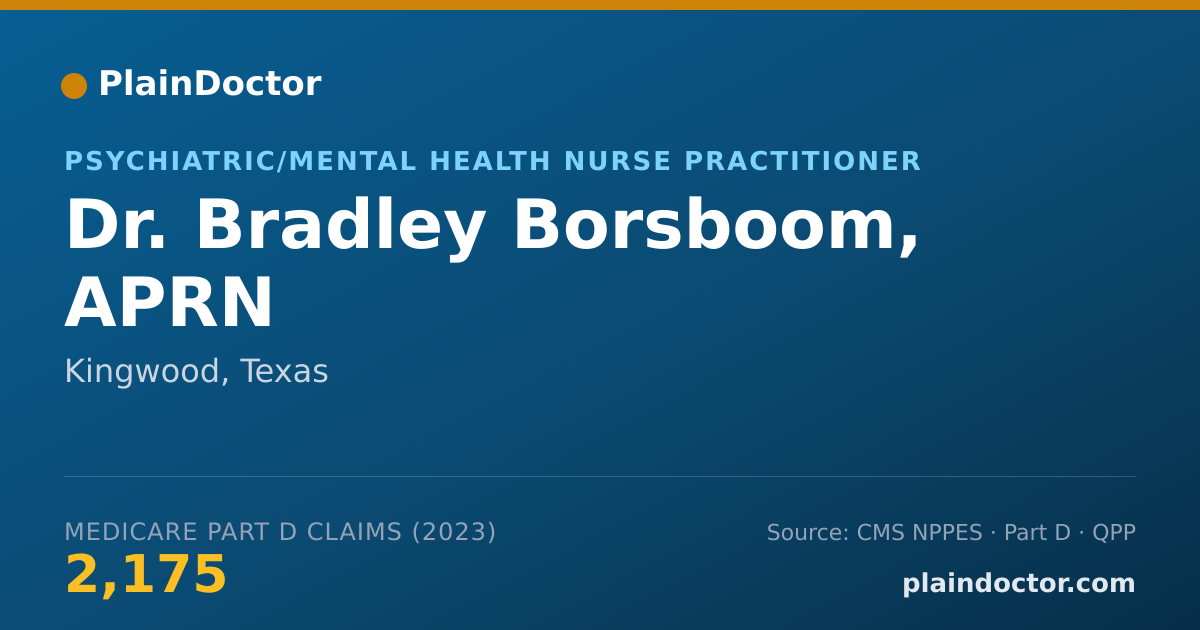Shareable card for Bradley Borsboom, APRN - Psychiatric/Mental Health Nurse Practitioner, Kingwood, TX