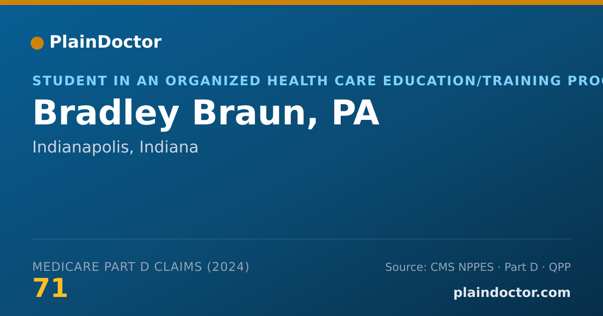 Shareable card for Bradley Braun, PA - Student in an Organized Health Care Education/Training Program, Indianapolis, IN