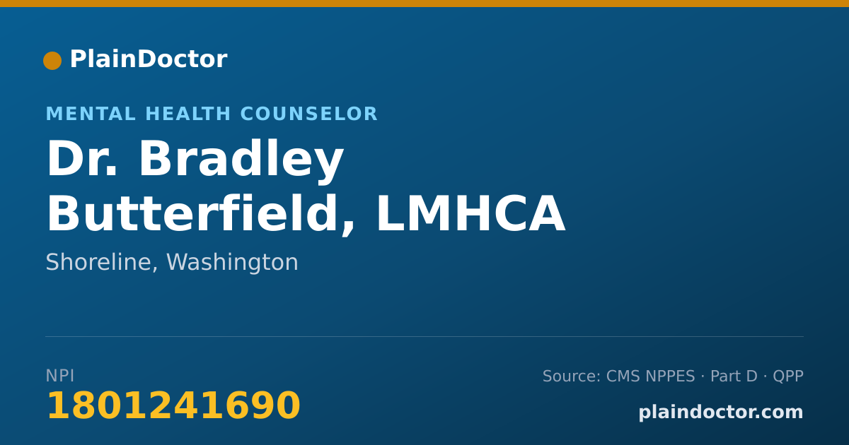 Shareable card for Bradley Butterfield, LMHCA - Mental Health Counselor, Shoreline, WA