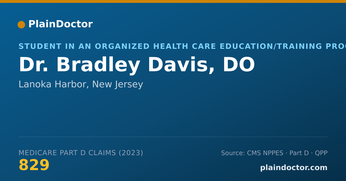 Shareable card for Bradley Davis, DO - Student in an Organized Health Care Education/Training Program, Lanoka Harbor, NJ
