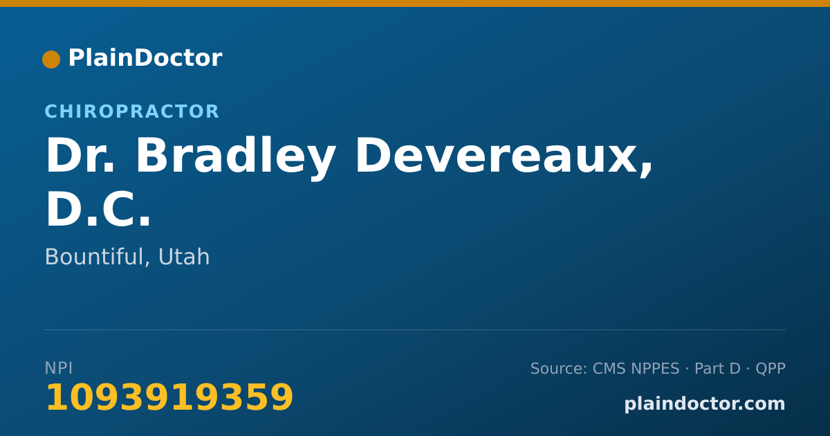 Shareable card for Bradley Devereaux, D.C. - Chiropractor, Bountiful, UT