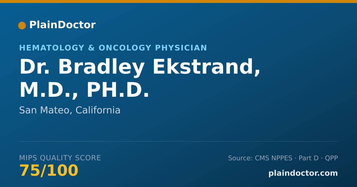 Shareable card for Bradley Ekstrand, M.D., PH.D. - Hematology & Oncology Physician, San Mateo, CA