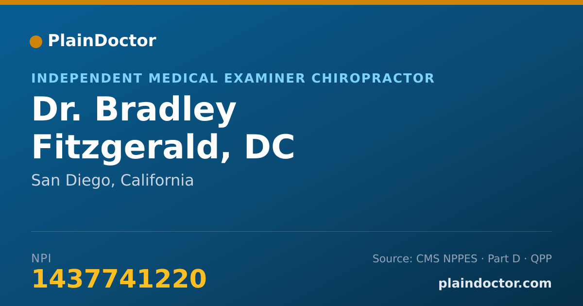 Shareable card for Bradley Fitzgerald, DC - Independent Medical Examiner Chiropractor, San Diego, CA