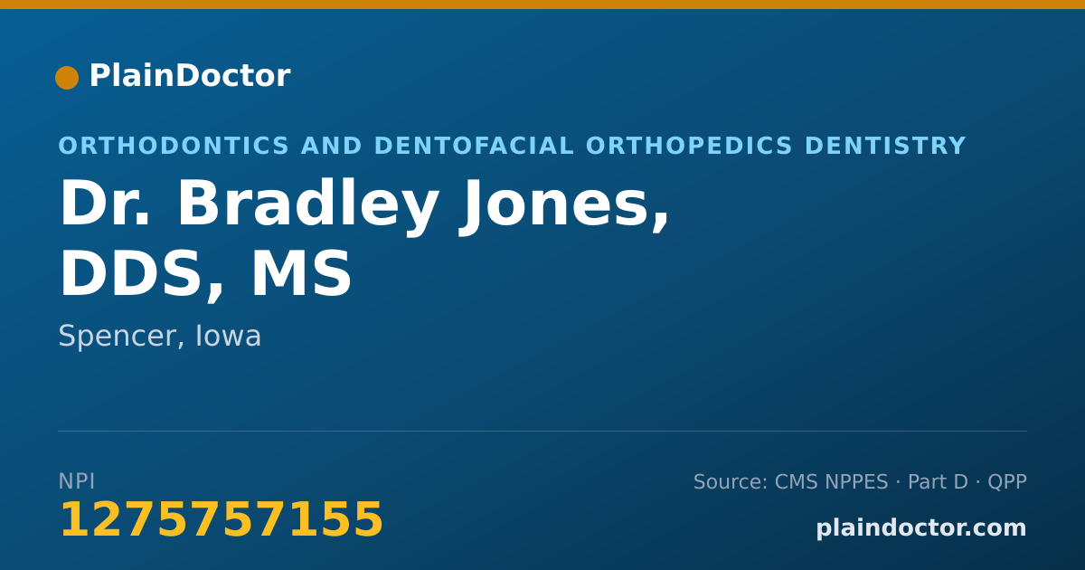 Shareable card for Bradley Jones, DDS, MS - Orthodontics and Dentofacial Orthopedics Dentistry, Spencer, IA