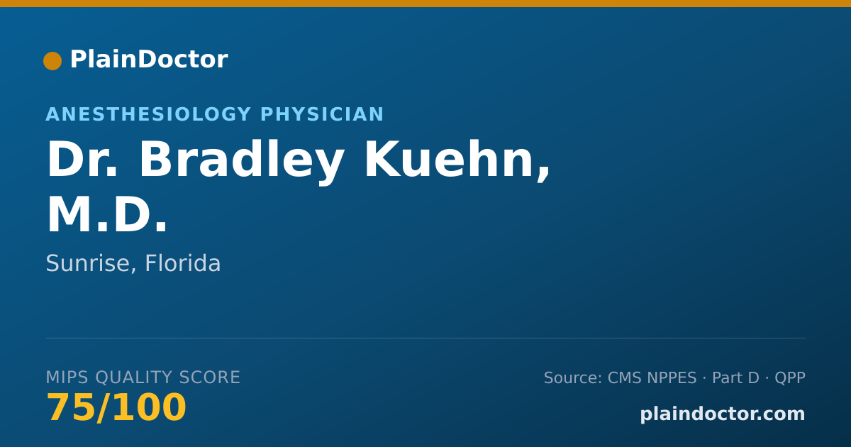 Shareable card for Bradley Kuehn, M.D. - Anesthesiology Physician, Sunrise, FL