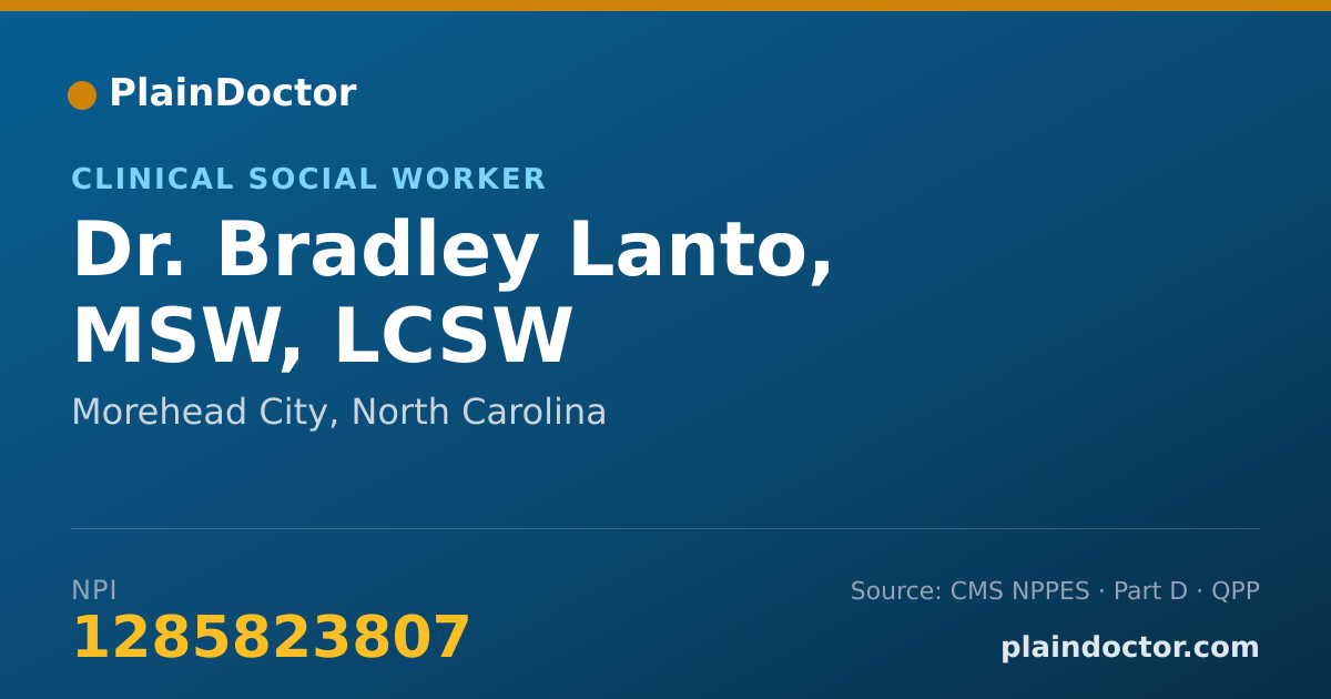 Shareable card for Bradley Lanto, MSW, LCSW - Clinical Social Worker, Morehead City, NC