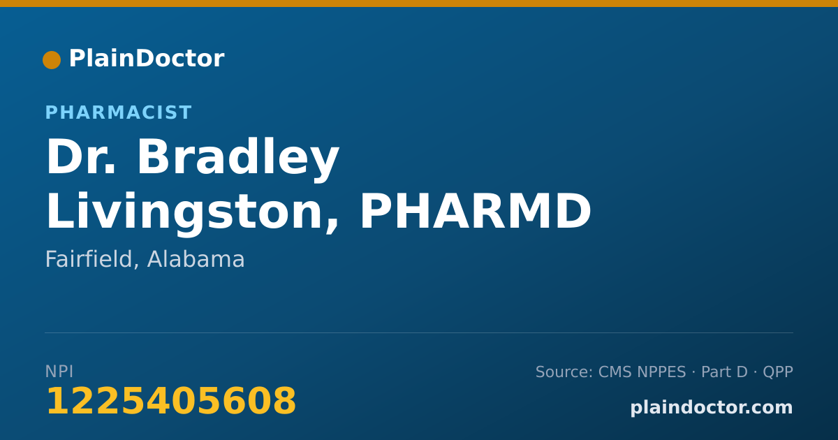 Shareable card for Bradley Livingston, PHARMD - Pharmacist, Fairfield, AL