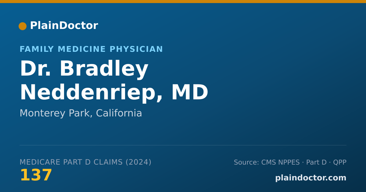 Shareable card for Bradley Neddenriep, MD - Family Medicine Physician, Monterey Park, CA