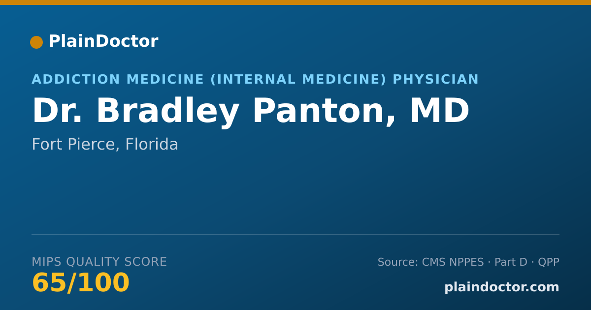 Shareable card for Bradley Panton, MD - Addiction Medicine (Internal Medicine) Physician, Fort Pierce, FL