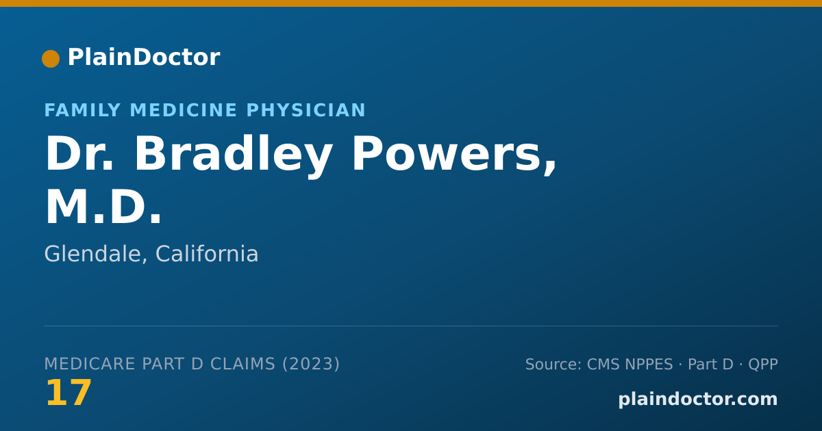 Shareable card for Bradley Powers, M.D. - Family Medicine Physician, Glendale, CA