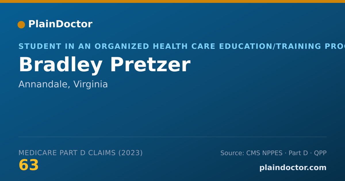 Shareable card for Bradley Pretzer - Student in an Organized Health Care Education/Training Program, Annandale, VA