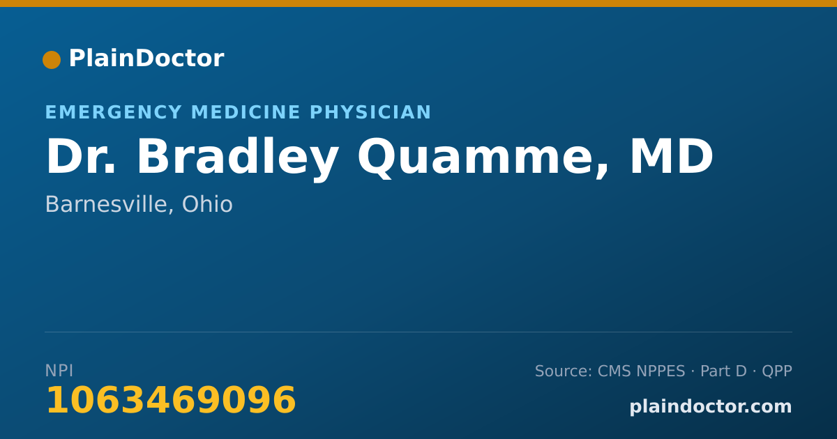 Shareable card for Bradley Quamme, MD - Emergency Medicine Physician, Barnesville, OH
