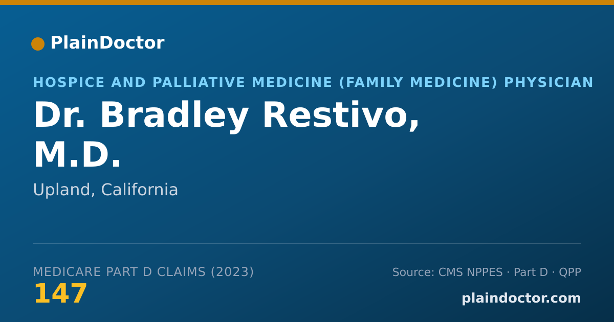 Shareable card for Bradley Restivo, M.D. - Hospice and Palliative Medicine (Family Medicine) Physician, Upland, CA
