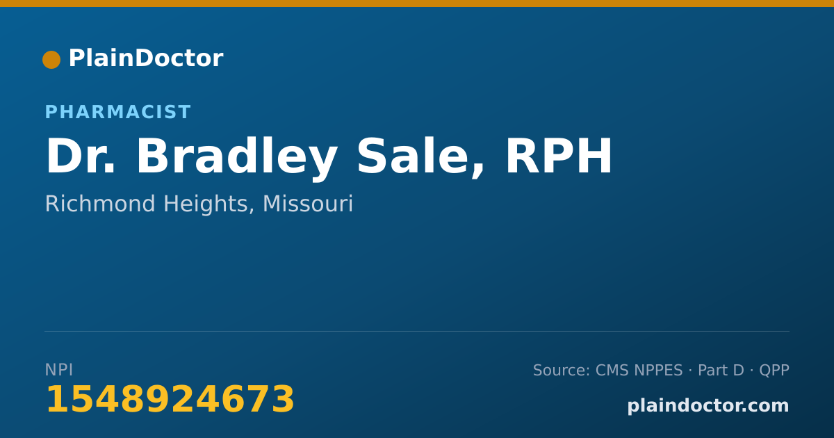 Shareable card for Bradley Sale, RPH - Pharmacist, Richmond Heights, MO