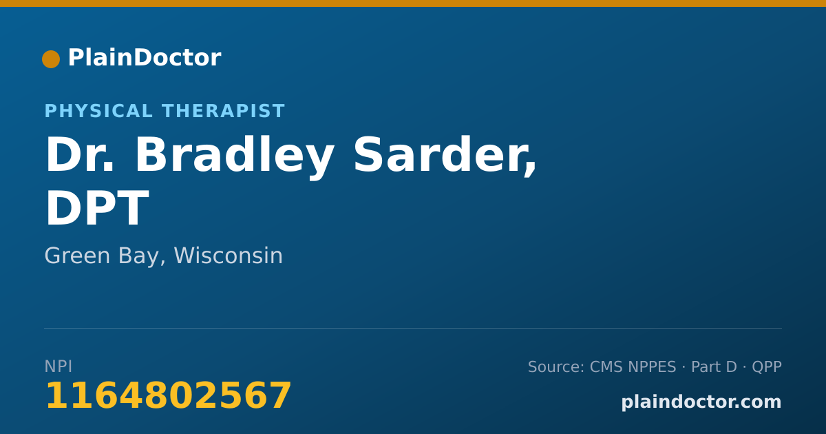 Shareable card for Bradley Sarder, DPT - Physical Therapist, Green Bay, WI