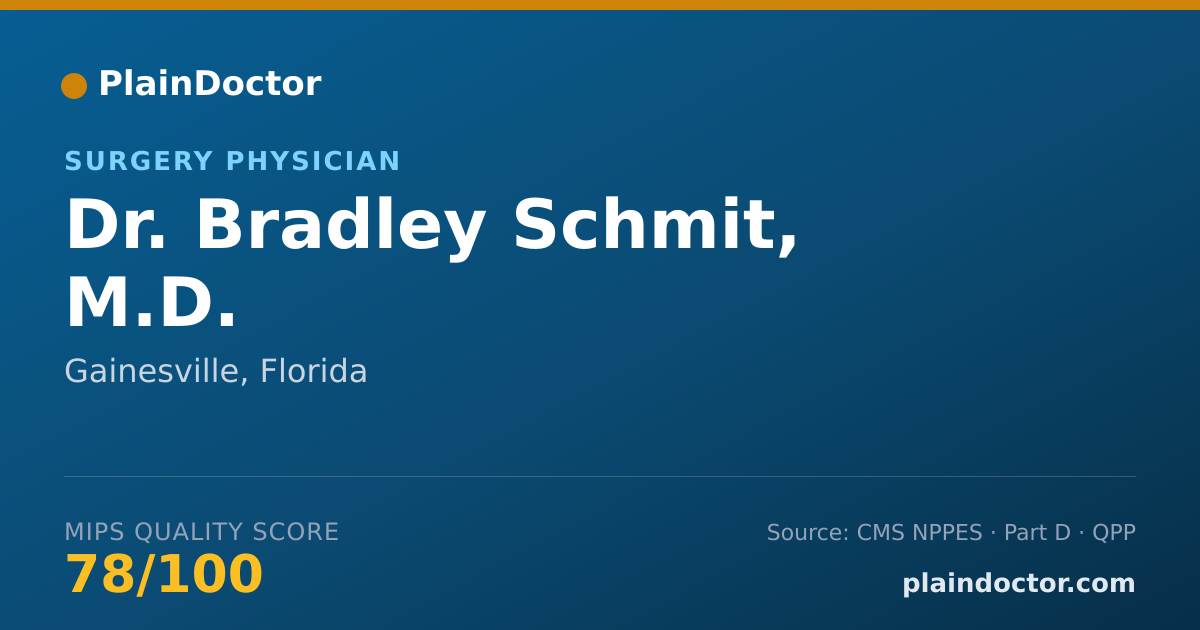 Shareable card for Bradley Schmit, M.D. - Surgery Physician, Gainesville, FL