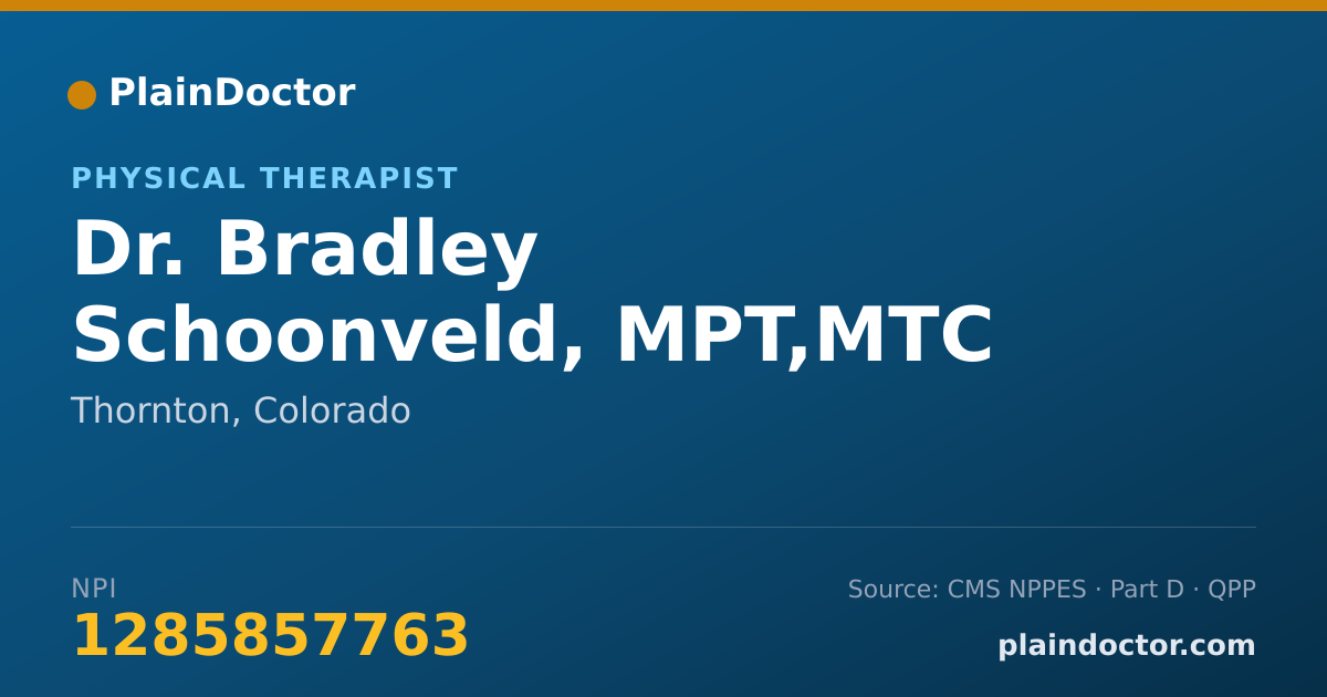 Shareable card for Bradley Schoonveld, MPT,MTC - Physical Therapist, Thornton, CO