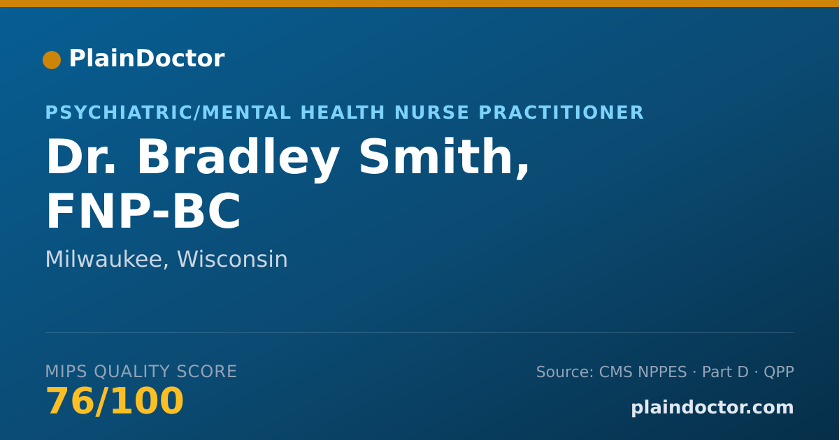 Shareable card for Bradley Smith, FNP-BC - Psychiatric/Mental Health Nurse Practitioner, Milwaukee, WI
