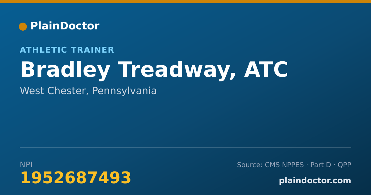 Shareable card for Bradley Treadway, ATC - Athletic Trainer, West Chester, PA