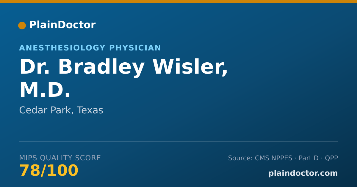 Shareable card for Bradley Wisler, M.D. - Anesthesiology Physician, Cedar Park, TX