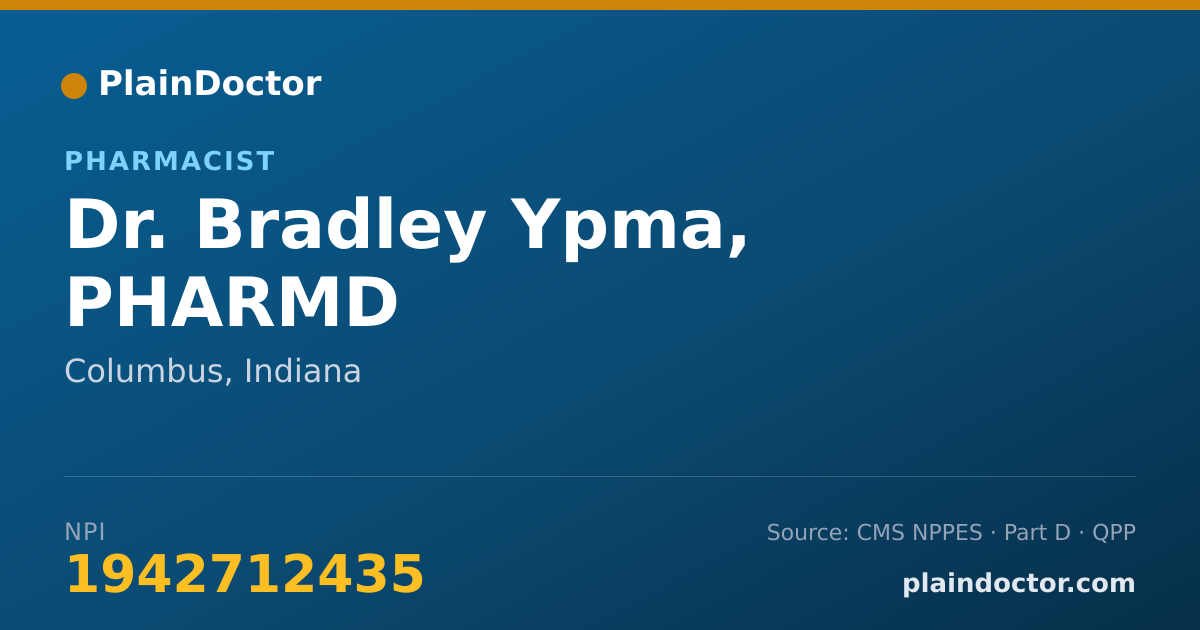 Shareable card for Bradley Ypma, PHARMD - Pharmacist, Columbus, IN