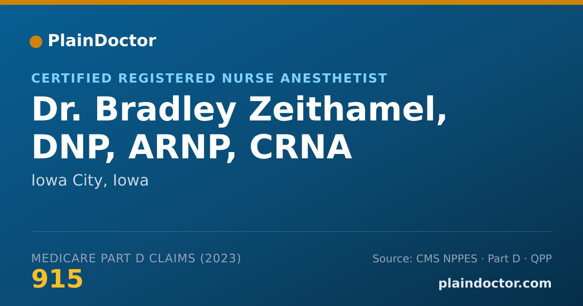Shareable card for Bradley Zeithamel, DNP, ARNP, CRNA - Certified Registered Nurse Anesthetist, Iowa City, IA
