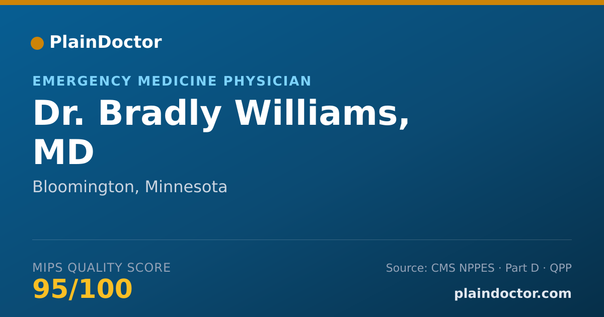 Shareable card for Bradly Williams, MD - Emergency Medicine Physician, Bloomington, MN
