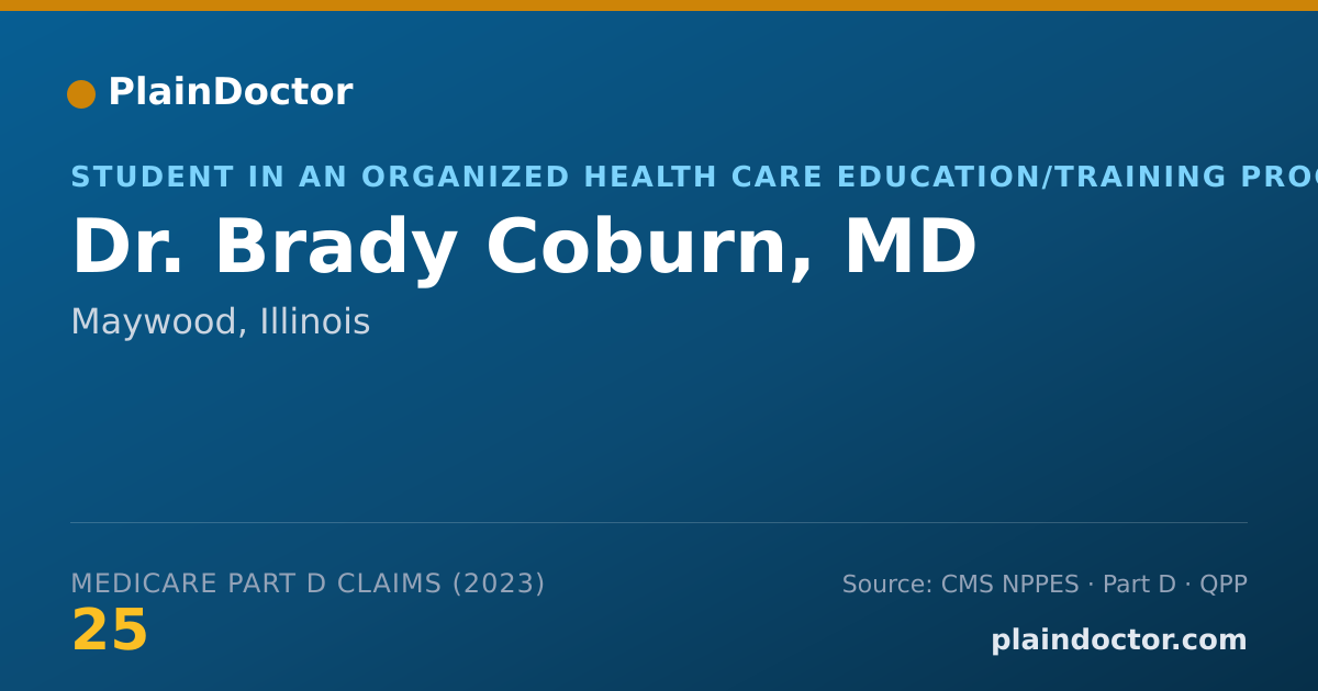 Shareable card for Brady Coburn, MD - Student in an Organized Health Care Education/Training Program, Maywood, IL