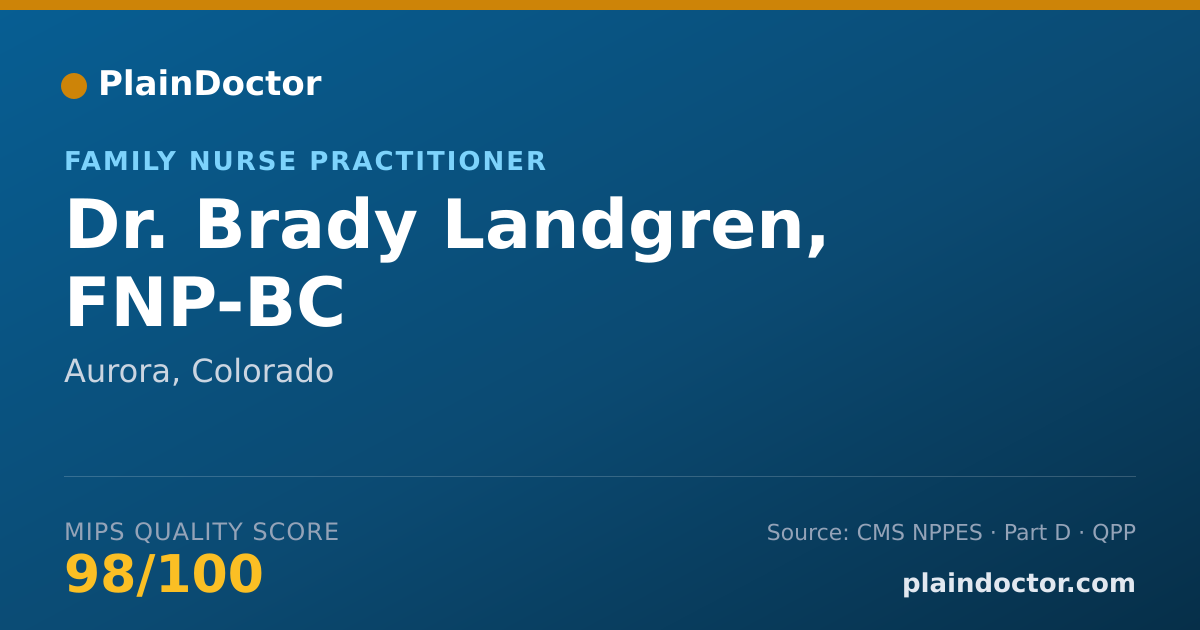 Shareable card for Brady Landgren, FNP-BC - Family Nurse Practitioner, Aurora, CO