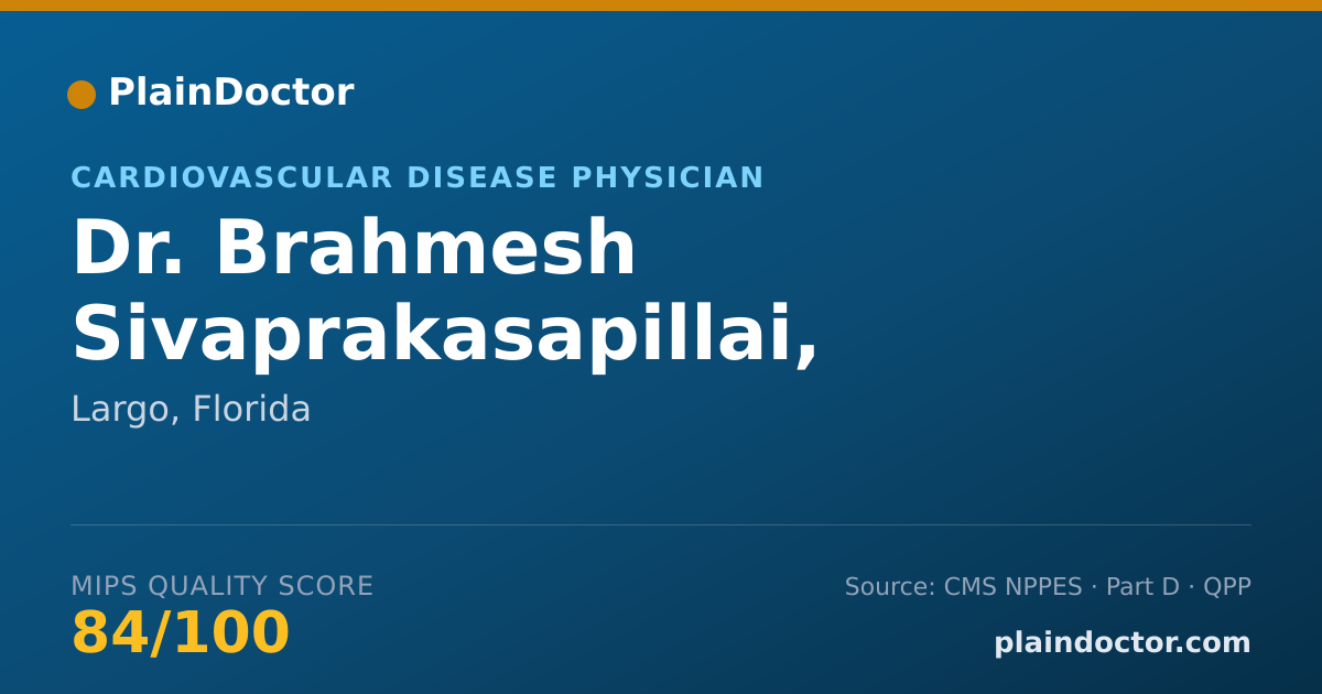 Shareable card for Brahmesh Sivaprakasapillai, M.D. - Cardiovascular Disease Physician, Largo, FL