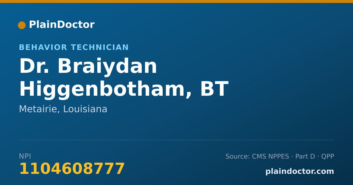 Shareable card for Braiydan Higgenbotham, BT - Behavior Technician, Metairie, LA