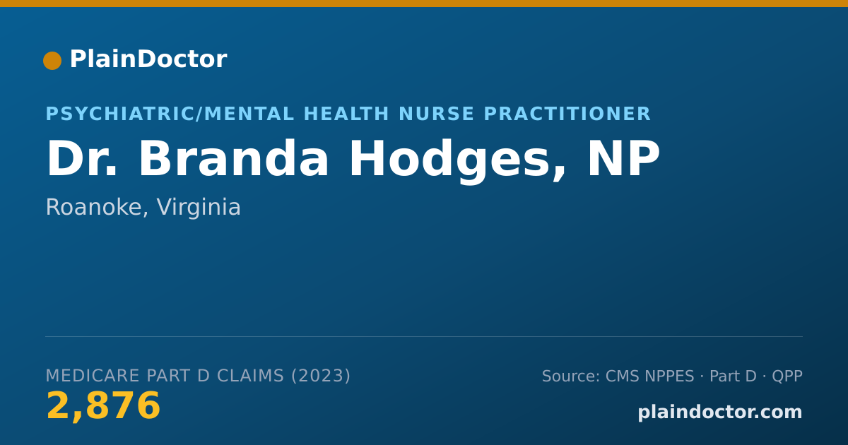 Shareable card for Branda Hodges, NP - Psychiatric/Mental Health Nurse Practitioner, Roanoke, VA