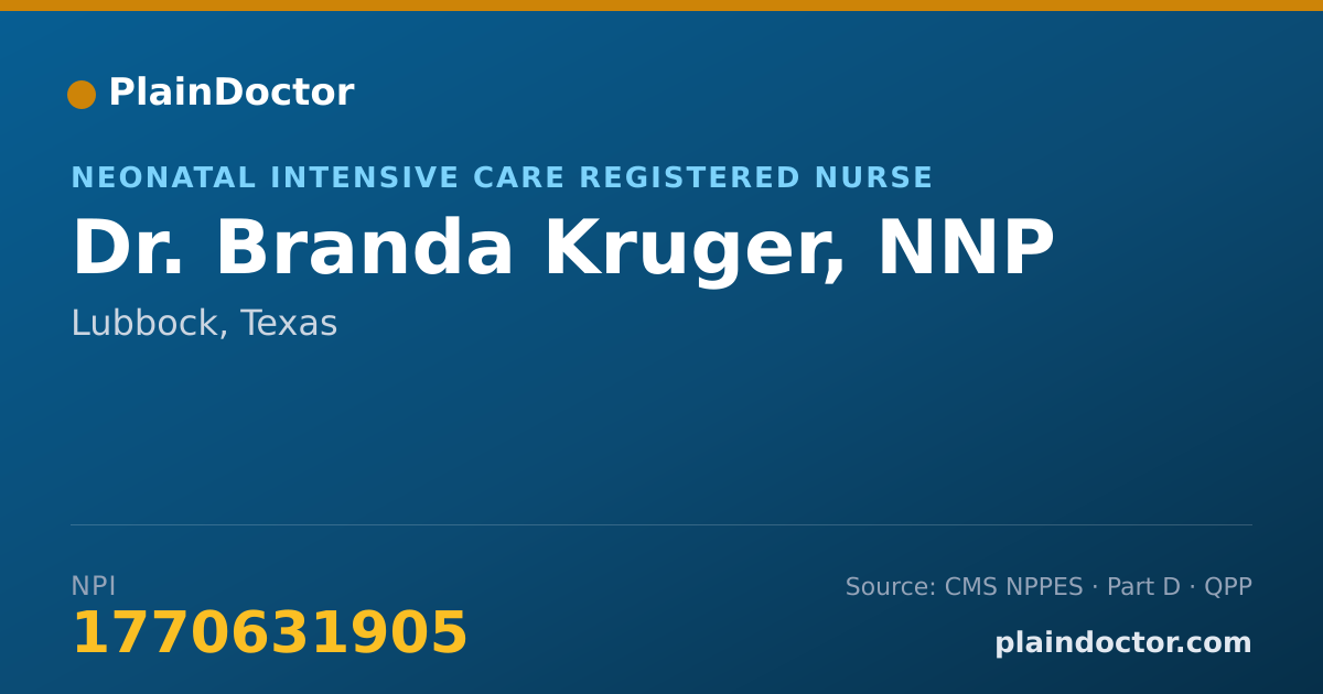 Shareable card for Branda Kruger, NNP - Neonatal Intensive Care Registered Nurse, Lubbock, TX