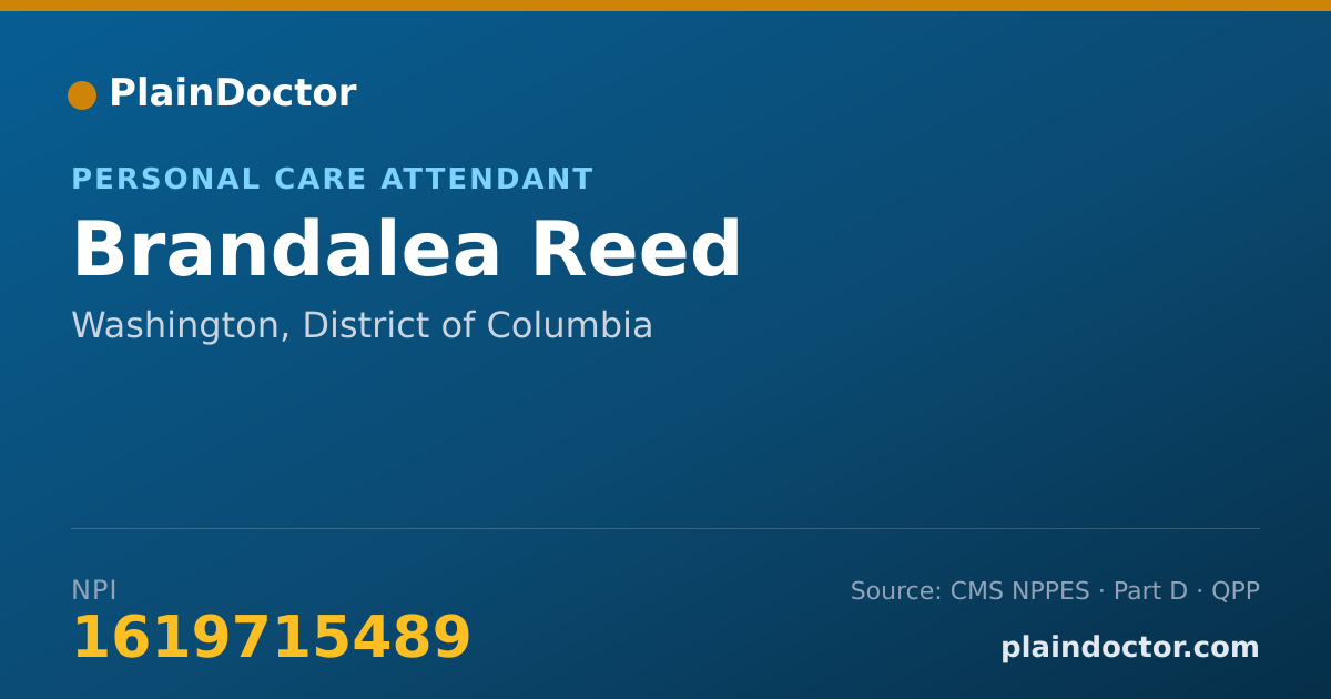 Shareable card for Brandalea Reed - Personal Care Attendant, Washington, DC