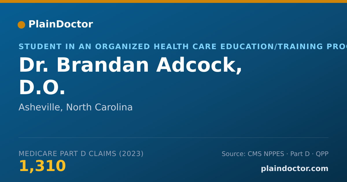 Shareable card for Brandan Adcock, D.O. - Student in an Organized Health Care Education/Training Program, Asheville, NC