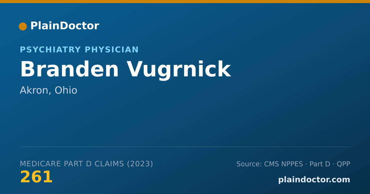 Shareable card for Branden Vugrnick - Psychiatry Physician, Akron, OH