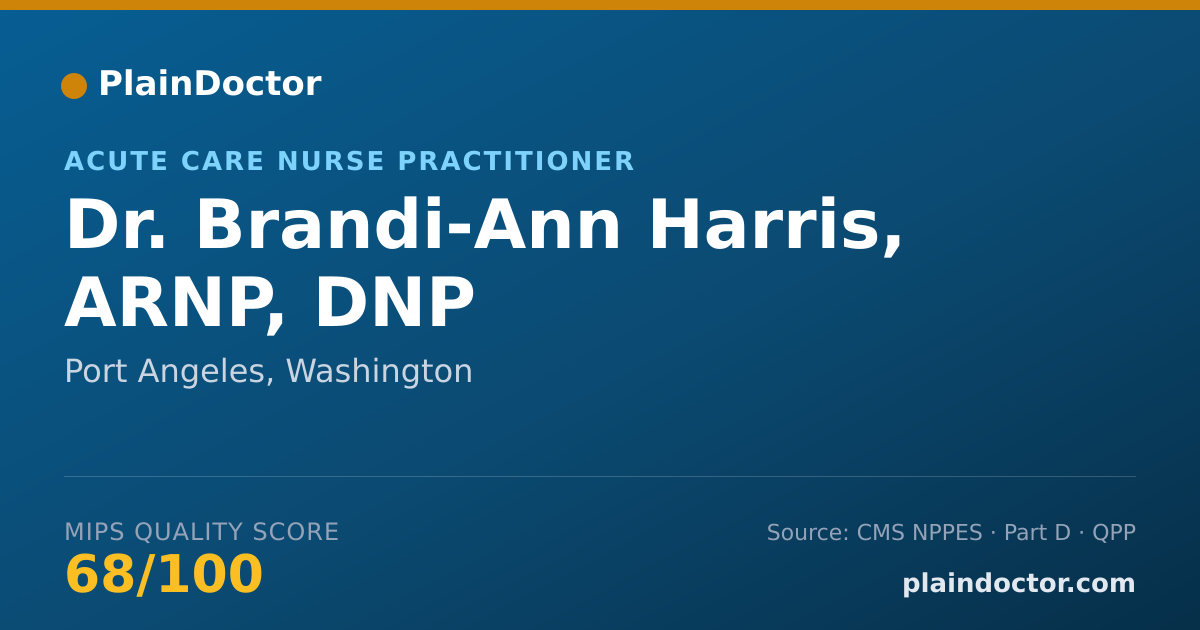 Shareable card for Brandi-Ann Harris, ARNP, DNP - Acute Care Nurse Practitioner, Port Angeles, WA