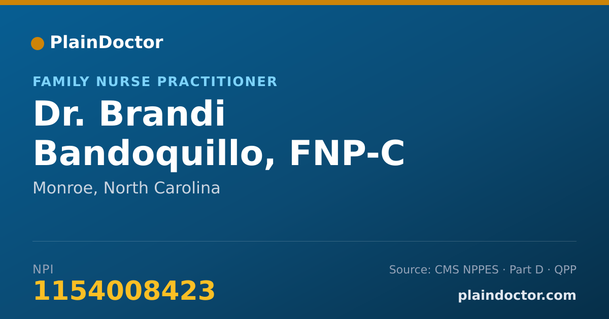 Shareable card for Brandi Bandoquillo, FNP-C - Family Nurse Practitioner, Monroe, NC