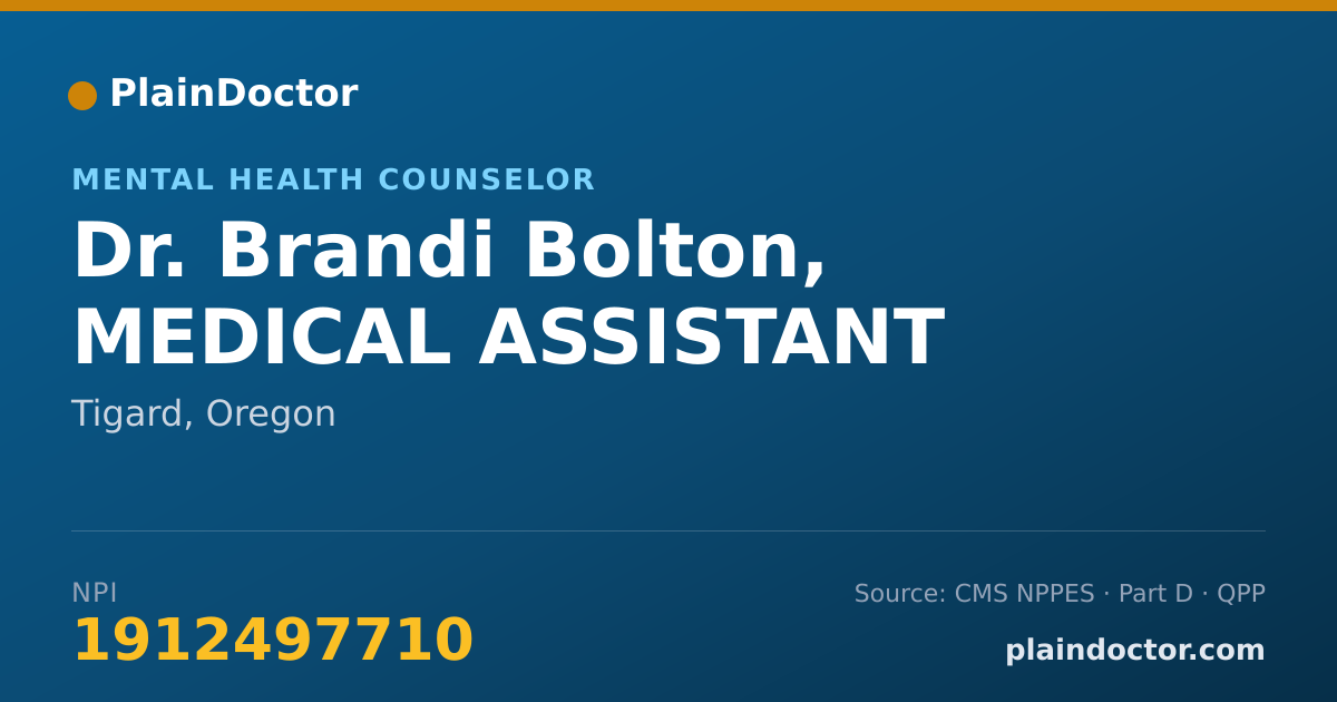 Shareable card for Brandi Bolton, MEDICAL ASSISTANT - Mental Health Counselor, Tigard, OR