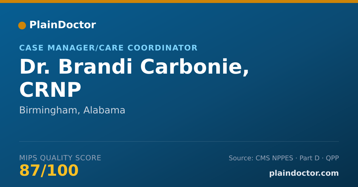 Shareable card for Brandi Carbonie, CRNP - Case Manager/Care Coordinator, Birmingham, AL