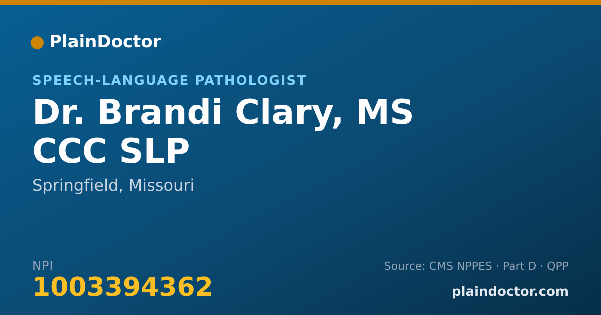 Shareable card for Brandi Clary, MS CCC SLP - Speech-Language Pathologist, Springfield, MO