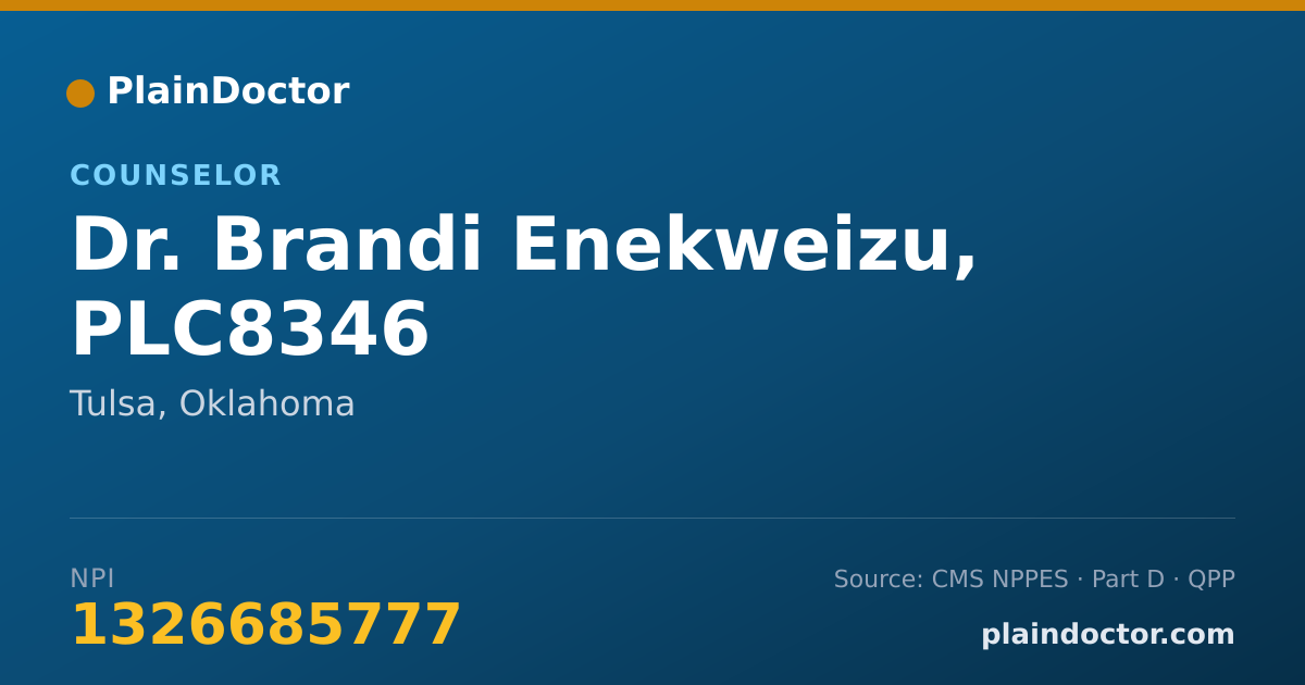 Shareable card for Brandi Enekweizu, PLC8346 - Counselor, Tulsa, OK