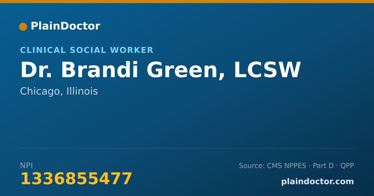 Shareable card for Brandi Green, LCSW - Clinical Social Worker, Chicago, IL